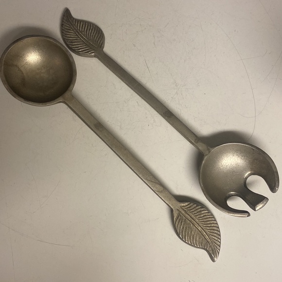 Salad Servers Aluminum Metal Leaf Fork Spoon 12.5” - Picture 12 of 13